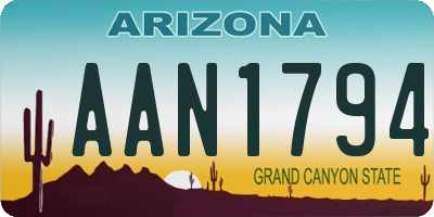 AZ license plate AAN1794
