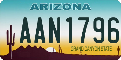 AZ license plate AAN1796
