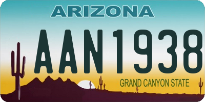 AZ license plate AAN1938
