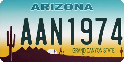 AZ license plate AAN1974