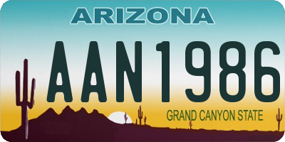 AZ license plate AAN1986