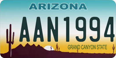 AZ license plate AAN1994