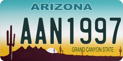 AZ license plate AAN1997