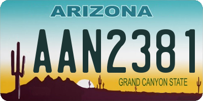AZ license plate AAN2381