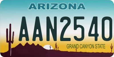 AZ license plate AAN2540