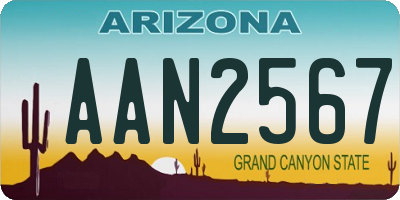 AZ license plate AAN2567