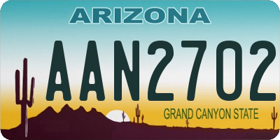 AZ license plate AAN2702