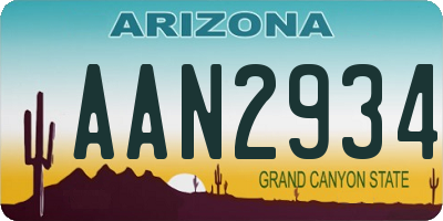 AZ license plate AAN2934