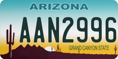 AZ license plate AAN2996