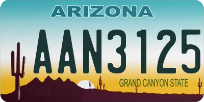 AZ license plate AAN3125