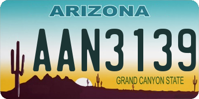AZ license plate AAN3139