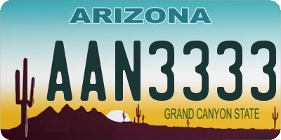 AZ license plate AAN3333