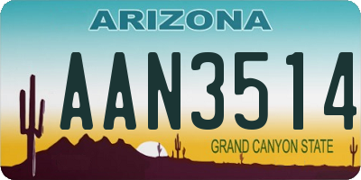 AZ license plate AAN3514