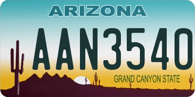 AZ license plate AAN3540