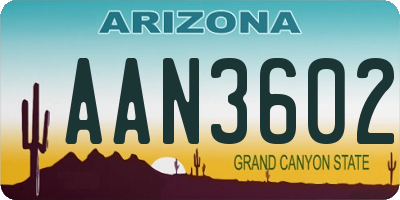 AZ license plate AAN3602