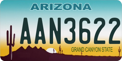 AZ license plate AAN3622