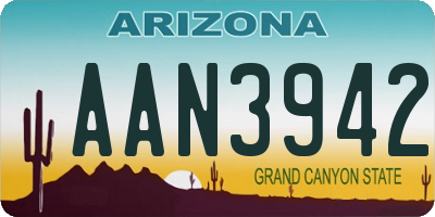 AZ license plate AAN3942