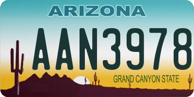AZ license plate AAN3978