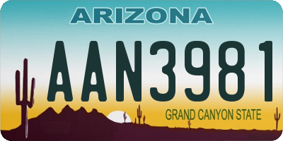AZ license plate AAN3981