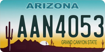 AZ license plate AAN4053