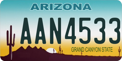 AZ license plate AAN4533