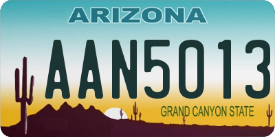 AZ license plate AAN5013