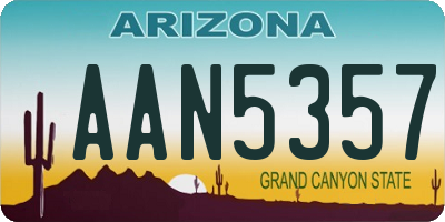 AZ license plate AAN5357