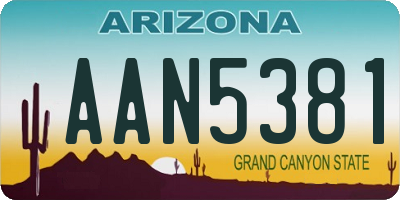 AZ license plate AAN5381