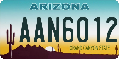 AZ license plate AAN6012
