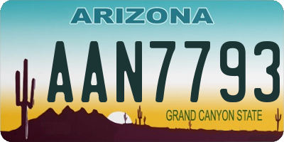 AZ license plate AAN7793