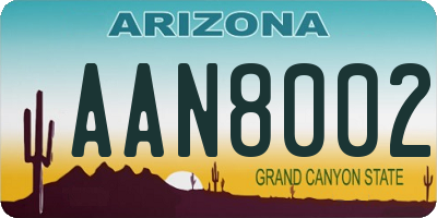 AZ license plate AAN8002