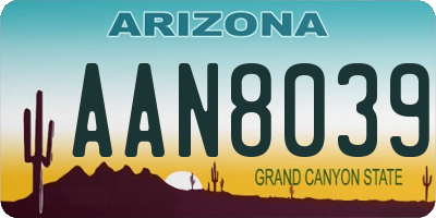 AZ license plate AAN8039