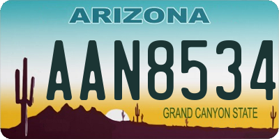 AZ license plate AAN8534