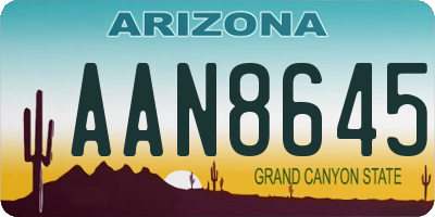 AZ license plate AAN8645