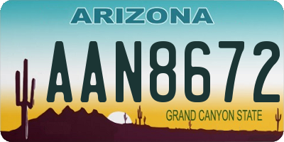 AZ license plate AAN8672