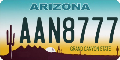 AZ license plate AAN8777