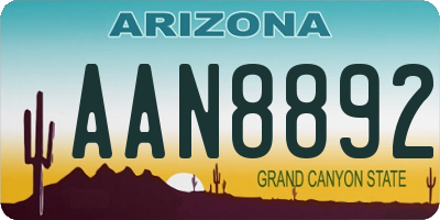 AZ license plate AAN8892