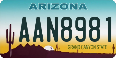 AZ license plate AAN8981