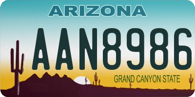 AZ license plate AAN8986