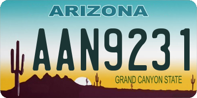 AZ license plate AAN9231