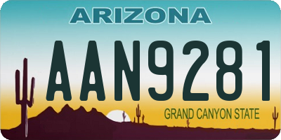 AZ license plate AAN9281