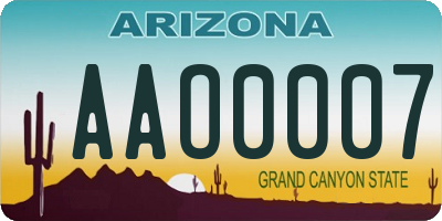 AZ license plate AAO0007