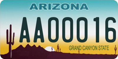 AZ license plate AAO0016