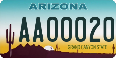 AZ license plate AAO0020