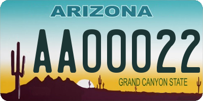 AZ license plate AAO0022