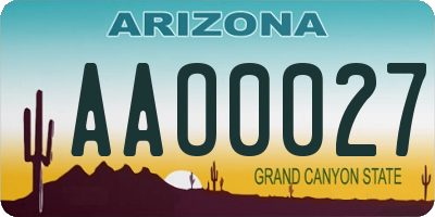 AZ license plate AAO0027