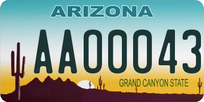 AZ license plate AAO0043