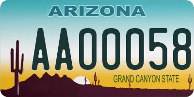 AZ license plate AAO0058