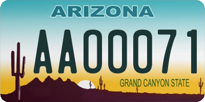 AZ license plate AAO0071