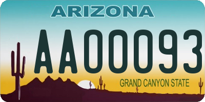AZ license plate AAO0093